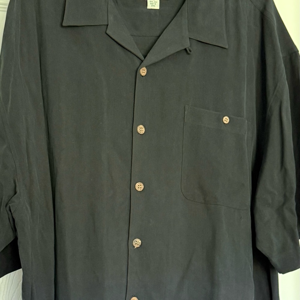 Men's Casual Shirt Monterey Club 100% Silk Solid Hawaiian Shirt XL